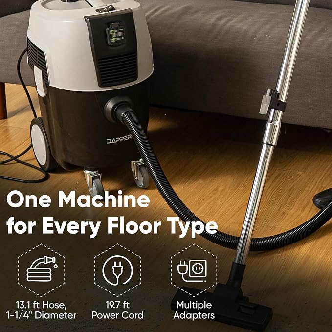 Wet/Dry Dust Extractor/Vacuum with Auto HEPA Filter, 8 Gallon, Tool Auto-Start, 140 CFM, 20 kPa Suction, 2-Year Warranty
