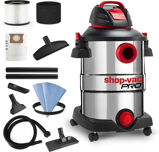 wet/dry vacuum 12 Gallon 6.0 Peak HP Wet/Dry Vacuum, Stainless Steel Tank, 3 in 1 Function Portable wet/dry vacuum with