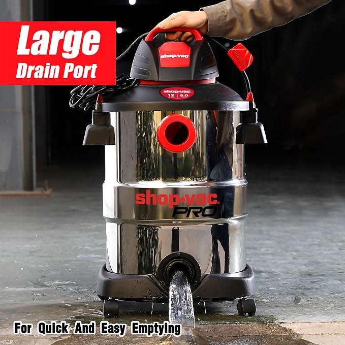 wet/dry vacuum 12 Gallon 6.0 Peak HP Wet/Dry Vacuum, Stainless Steel Tank, 3 in 1 Function Portable wet/dry vacuum with