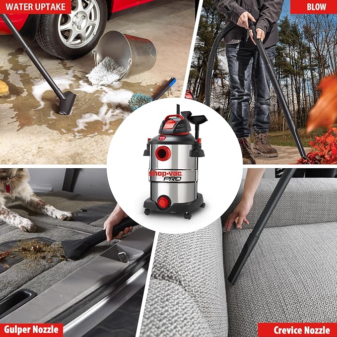 wet/dry vacuum 12 Gallon 6.0 Peak HP Wet/Dry Vacuum, Stainless Steel Tank, 3 in 1 Function Portable wet/dry vacuum with