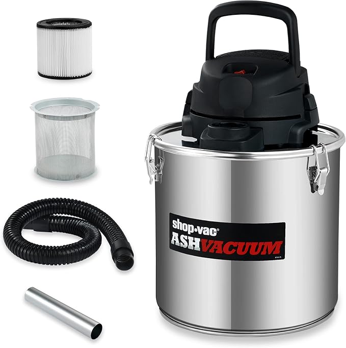 wet/dry vacuum 4 Gallon 2.0 Peak HP Ash Vacuum, 7.0 Amps Ash Vac Cleaner with HEPA Filter, Hose and Accessories for