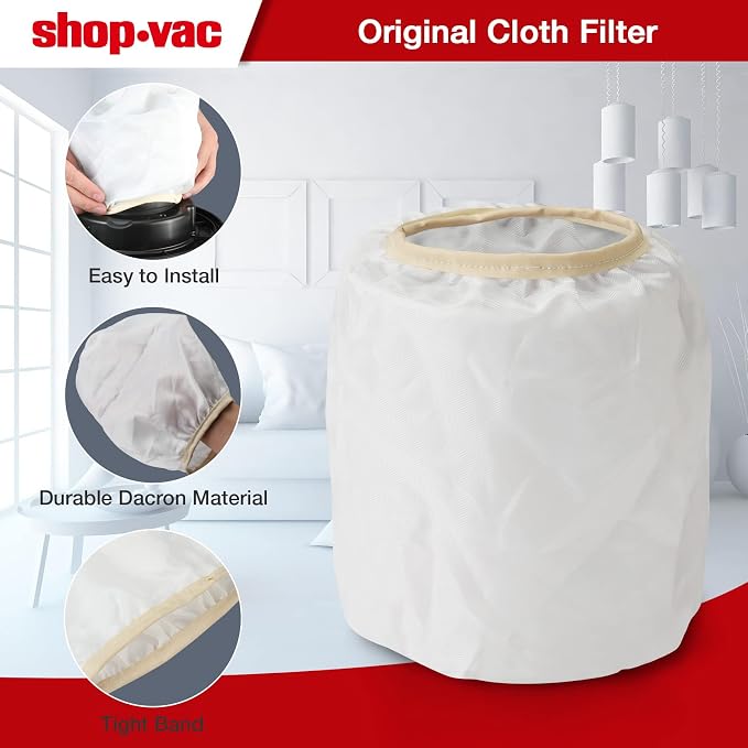 wet/dry vacuum 90115 Dacron Cloth Filter Replacements for Most wet/dry vacuum Wet/Dry Vacuum Cleaners 5 Gallon and Above