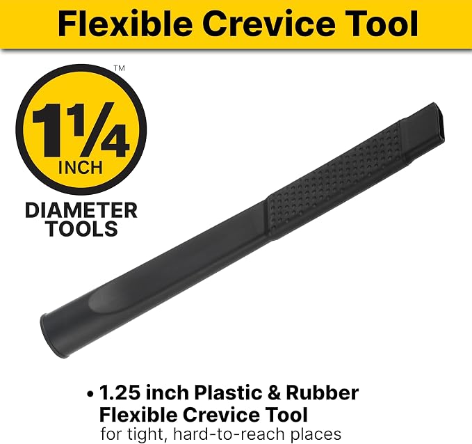 wet/dry vacuum 9017900 Flexible Crevice Tool, 1.25 Inch Diameter x 12 Inch Length, Accessing Tight Spaces and, alternate view