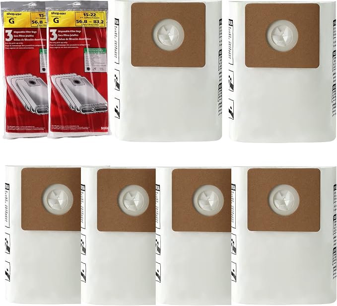 wet/dry vacuum 90663 15 To 22 Gallon Disposable Filter Bags, 6 Pack, product image