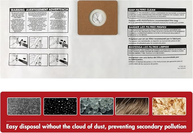 wet/dry vacuum 90668 2-2.5 Gallon Disposible Filter Bags,6 Pack, alternate product view 3