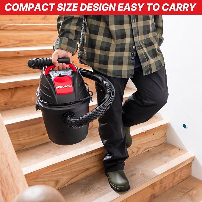 wet/dry vacuum 9303511 2.5 Gallon Wet Dry Vacuum, 2.5 Peak HP, 1.25 Inch Diameter x 4 Foot Hose, 12 Ft Cord Length, Wall