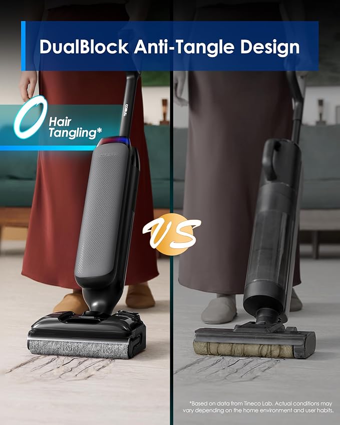 Wet Dry Vacuum Cleaner 22kPa Suction Floor Cleaner Mop, 50 Min Runtime, iLoop Smart Sensor, DualBlock Anti-Tangle Design