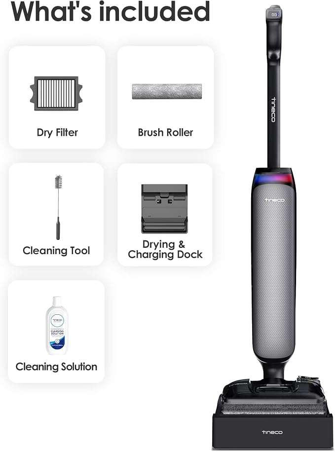 Wet Dry Vacuum Cleaner 22kPa Suction Floor Cleaner Mop, 50 Min Runtime, iLoop Smart Sensor, DualBlock Anti-Tangle Design