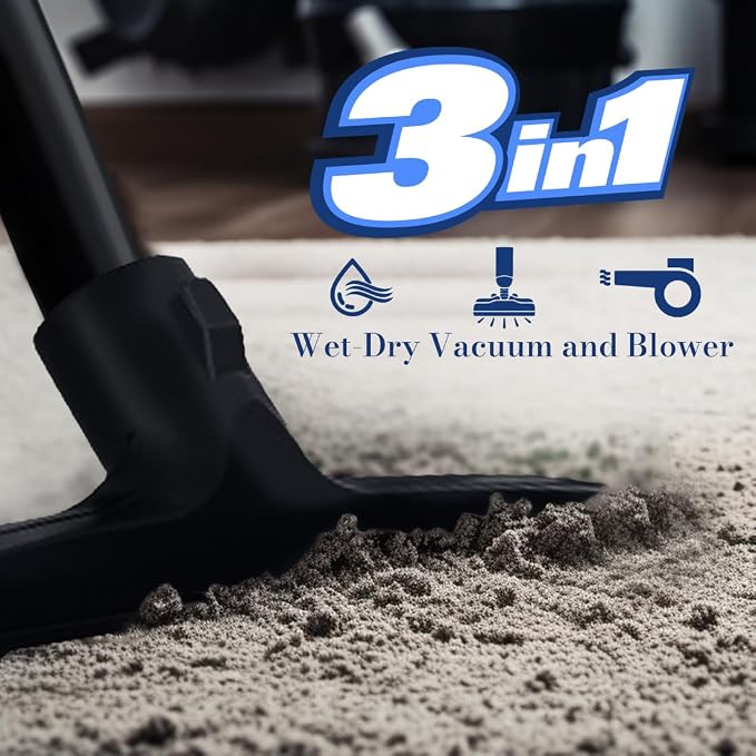 Wet Dry Vacuum Cleaner, 9.0 Gallon Tank, 5.0 HP Powerful Vacuum for Dry and Wet Messes, Vacuum Cleaner and Blower