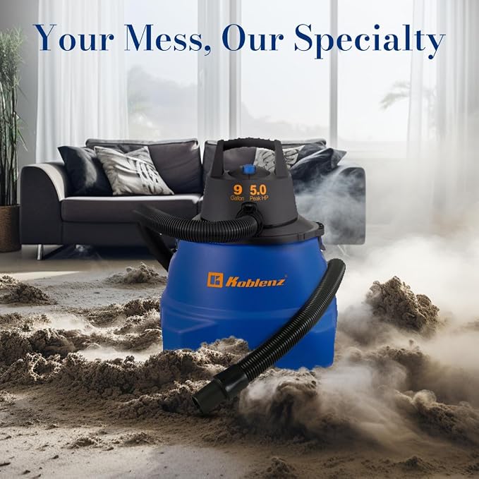 Wet Dry Vacuum Cleaner, 9.0 Gallon Tank, 5.0 HP Powerful Vacuum for Dry and Wet Messes, Vacuum Cleaner and Blower