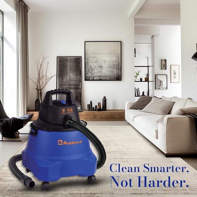 Wet Dry Vacuum Cleaner, 9.0 Gallon Tank, 5.0 HP Powerful Vacuum for Dry and Wet Messes, Vacuum Cleaner and Blower