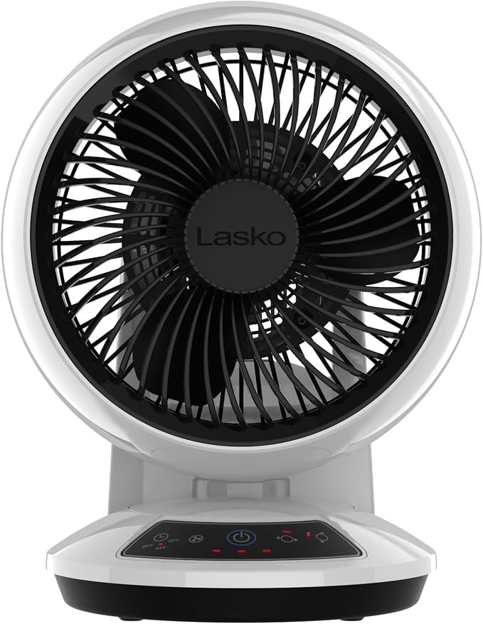 Whirlwind Orbital Motion Air Circulator Table Fan, 3 Speeds, Timer, Dark Mode, Remote Control for Small and Medium Sized