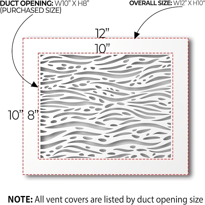 White Air Vent Cover - Acrylic Plexiglass 8 x 10 Duct Opening (10 x 12 Overall) Return Grille Decorative Covers, alternate