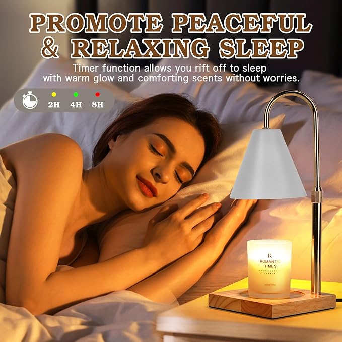 White Candle Warmer Lamp with Timer Dimmer, Electric Candle Lamp Warmer for Bedroom Decor, Birthday Gifts for Mom, Adjustable