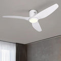 White Ceiling Fan with Light, 52 Inch Flush Mount Low Profile Ceiling Fans and Remote, 6 Speed Reversible Motor 3CCT
