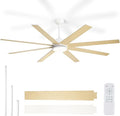 White Ceiling Fans with Lights, 72 inch Large Ceiling Fans with Light and Remote for Living Room Patio, 6 Speeds, Reversible