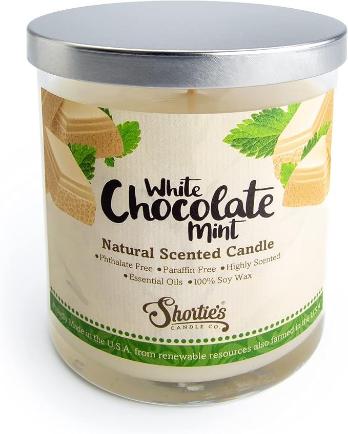 White Chocolate Mint Scented Natural Soy Candle, Essential Fragrance Oils, 100% Soy, Phthalate & Paraben Free, alternate