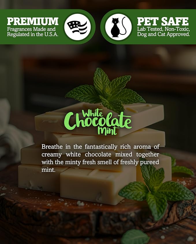 White Chocolate Mint Scented Natural Soy Candle, Essential Fragrance Oils, 100% Soy, Phthalate & Paraben Free, alternate