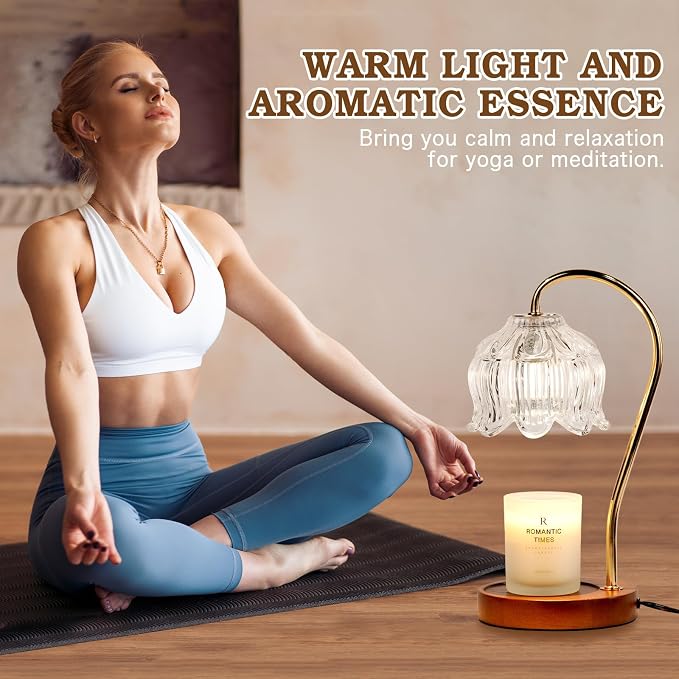 White Clear Candle Warmer Lamp with Timer Dimmer, Flower Candle lamp Warmer, 2 Bulbs, Wax Melter Warmer for Jar Scented