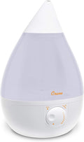 White Drop Ultrasonic Cool Mist Teardrop Humidifier, 1 Gallon Tank, Baby Humidifier for Nursery, Bedroom, Plants, Office