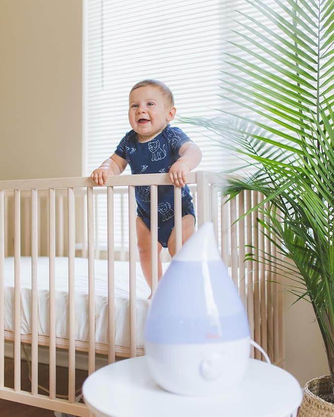 White Drop Ultrasonic Cool Mist Teardrop Humidifier, 1 Gallon Tank, Baby Humidifier for Nursery, Bedroom, Plants, Office