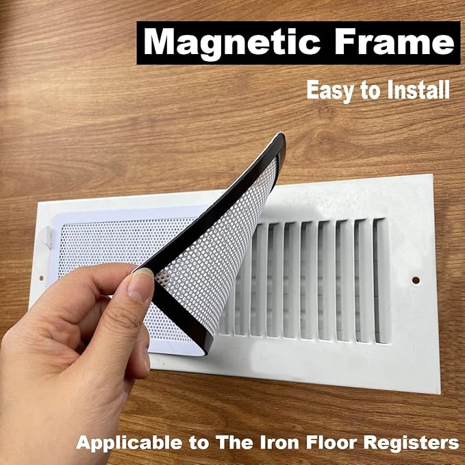 White Floor Register Vent Screen Cover 4"x10" Magnetic, Perfect for Wall/Ceiling/Floor Air Vent Filters (4-Packs), alternate