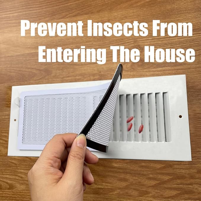 White Floor Register Vent Screen Cover 4"x10" Magnetic, Perfect for Wall/Ceiling/Floor Air Vent Filters (4-Packs), alternate