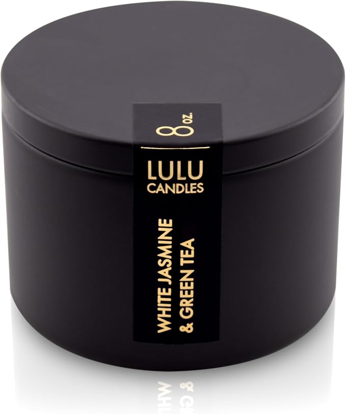 | White Jasmine & Green Tea Scented Candle | Smells Floral & Calming | Luxury Scented Soy Tin Candle | Hand, product image