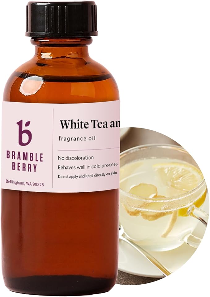White Tea and Ginger Fragrance Oil 2 oz | Clean Herbal Citrus Scent for Soap, Candles, product image