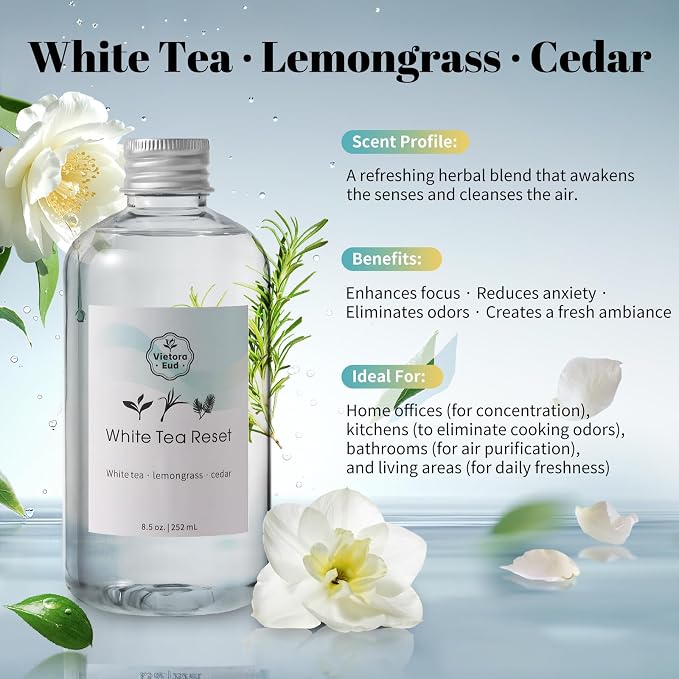 White Tea Diffuser Oil Refill(8.5 Fl Oz),Luxury Hotel Collection Diffuser Oil Inspired by Westin,100% Natural for