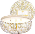 White Tea Scented Candles 12 oz, Large 3 Wick Soy Tin Candle, Over 40 Hour Burning Time, 100% Natural Vegan Wax, Relaxing