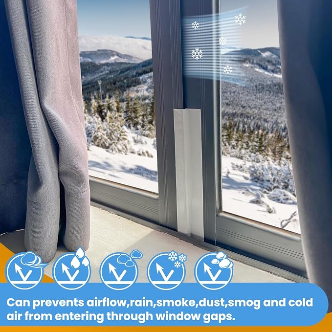 White Window Weather Sealing Tape,Window Draft Isolation Sealing Film Tape,Window AC Seal Air Conditioner Sealing Tape No