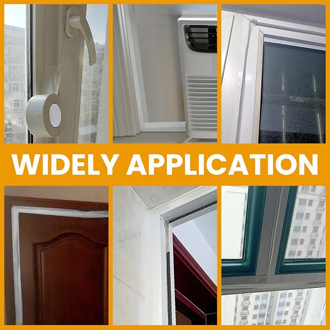 White Window Weather Sealing Tape,Window Draft Isolation Sealing Film Tape,Window AC Seal Air Conditioner Sealing Tape No