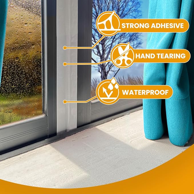White Window Weather Sealing Tape,Window Draft Isolation Sealing Film Tape,Window AC Seal Air Conditioner Sealing Tape No