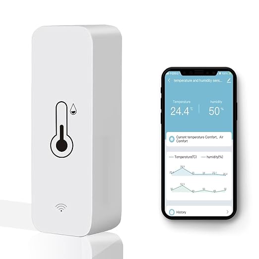 Wi-Fi Smart Thermometer Hygrometer, Digital Mini Indoor Temperature and Humidity Sensor, Room Temperature Humidity Sensor App