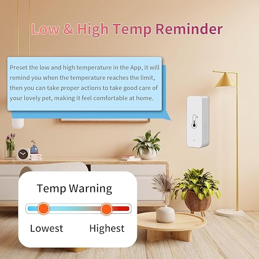 Wi-Fi Smart Thermometer Hygrometer, Digital Mini Indoor Temperature and Humidity Sensor, Room Temperature Humidity Sensor App