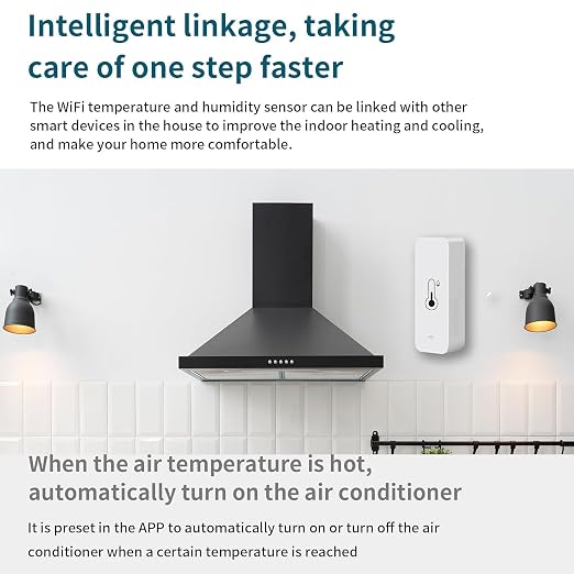 Wi-Fi Smart Thermometer Hygrometer, Digital Mini Indoor Temperature and Humidity Sensor, Room Temperature Humidity Sensor App