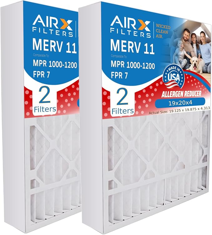 WICKED CLEAN AIR. 19x20x4 Air Filter MERV 11 Compatible with Bryant Carrier FNCCAB0021 FILXXFNC-0021 Furnace Filter 2 Pack