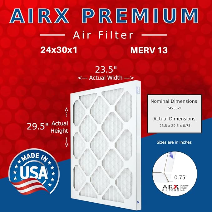 WICKED CLEAN AIR 24x30x1 Air Filter MERV 13 Electrostatic Pleated HVAC AC Furnace Filter 4 Pack, alternate product view 2