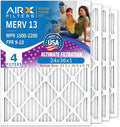 WICKED CLEAN AIR. 24x36x1 Air Filter MERV 13 Electrostatic Pleated Air Conditioner Filter 4 Pack HVAC AC Furnace Filters