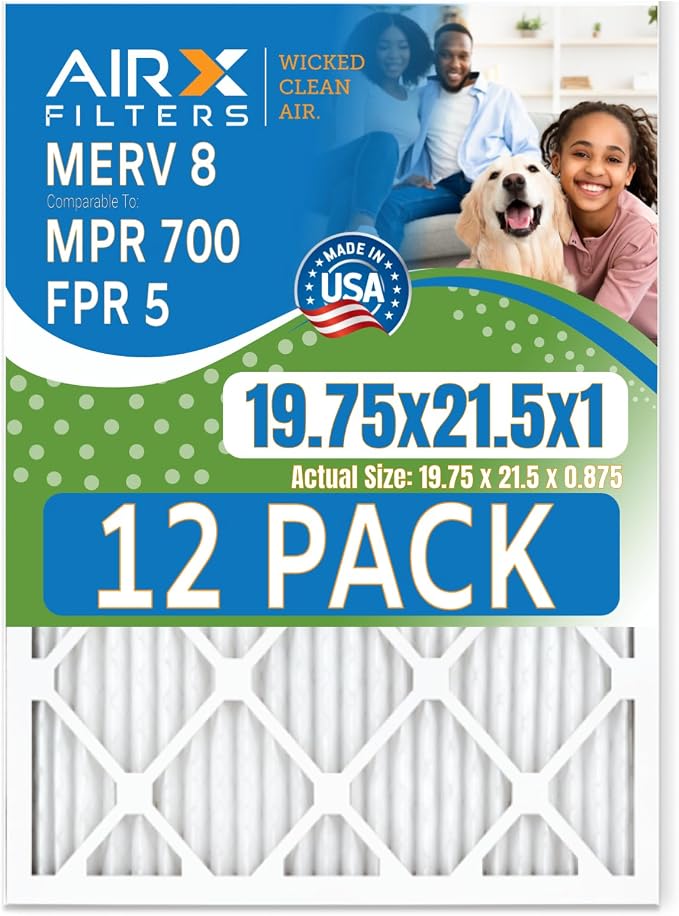 wickedcleanair 19.75x21.5x1 Furnace Filter MERV 8 Pleated Replacement HVAC AC Air Filter, product image
