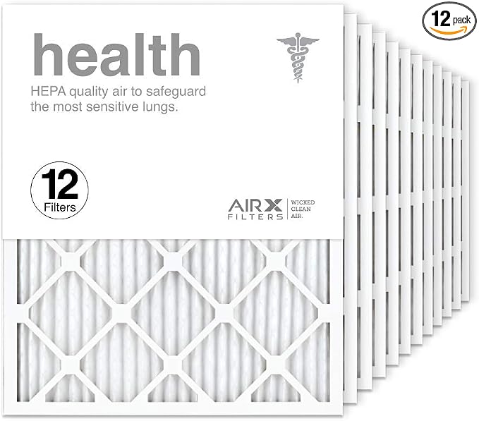 wickedcleanair 20x25x1 Air Filter MERV 13 Pleated HVAC AC Furnace Air Filter, everyday comfort 12-Pack, product image