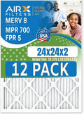 wickedcleanair 24x24x2 Furnace Filter MERV 8 Pleated Replacement HVAC AC Air Filter, product image