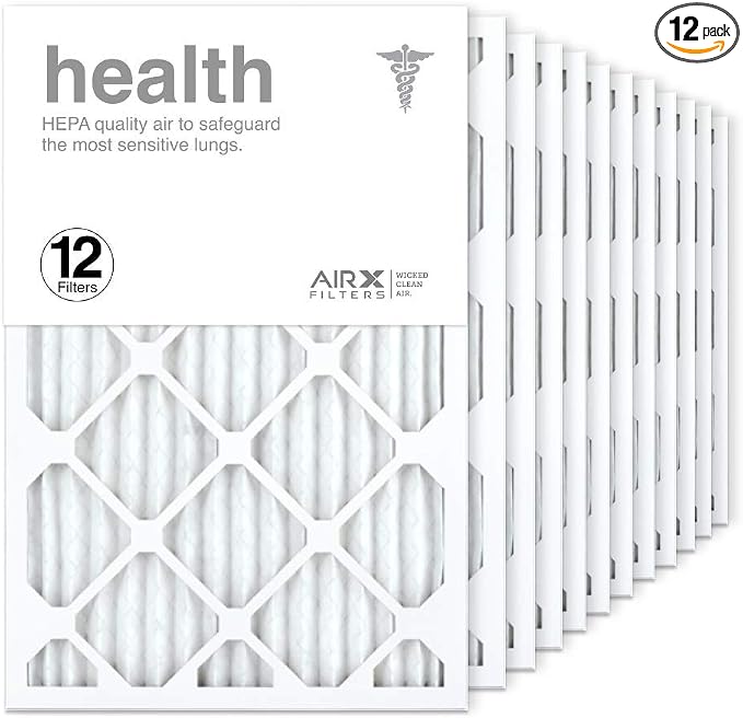 wickedcleanair Air Filter MERV 13 Pleated HVAC AC Furnace Air Filter, everyday comfort 12-Pack, Made in the USA, product