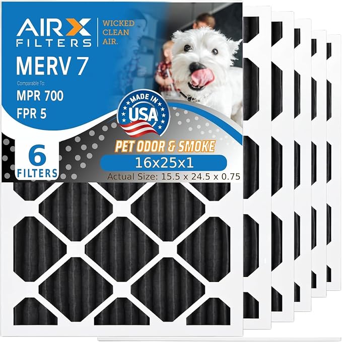 wickedcleanair WICKED CLEAN AIR. 16x25x1 Air Filter Odor Eliminator Carbon Filter MERV 7 AC HVAC Furnace Filters, product