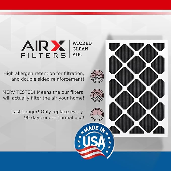 wickedcleanair WICKED CLEAN AIR. 16x25x1 Air Filter Odor Eliminator Carbon Filter MERV 7 AC HVAC Furnace Filters, alternate