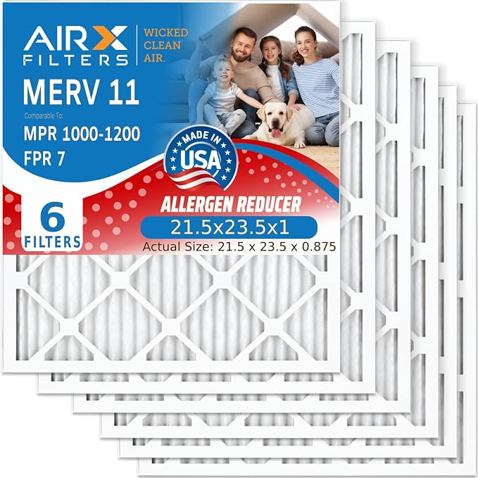 wickedcleanair WICKED CLEAN AIR 21.5x23.5x1 MERV 11 Electrostatic Pleated Air Conditioner Filter 6 Pack HVAC AC, product