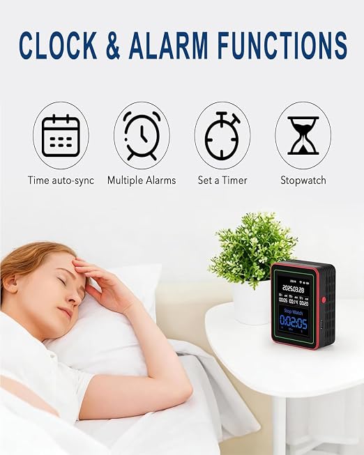 WiFi Air Quality Monitor,15-in-1 Smart Air Quality Tester with PM, CO2, CO, TVOC, HCHO, PM, AQI, Temperature & Humidity