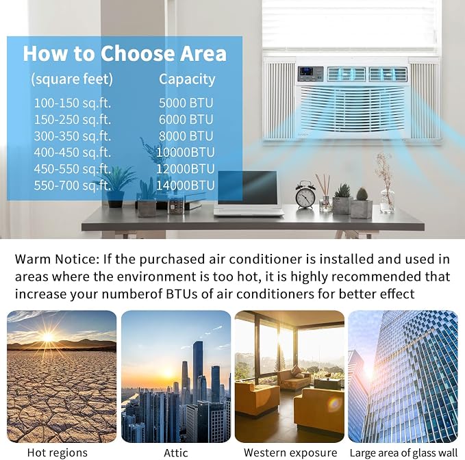 WIFI-Enabled 10000BTU Air Conditioner Window Unit, Energy Saving Room Air Conditioner, alternate product view 4