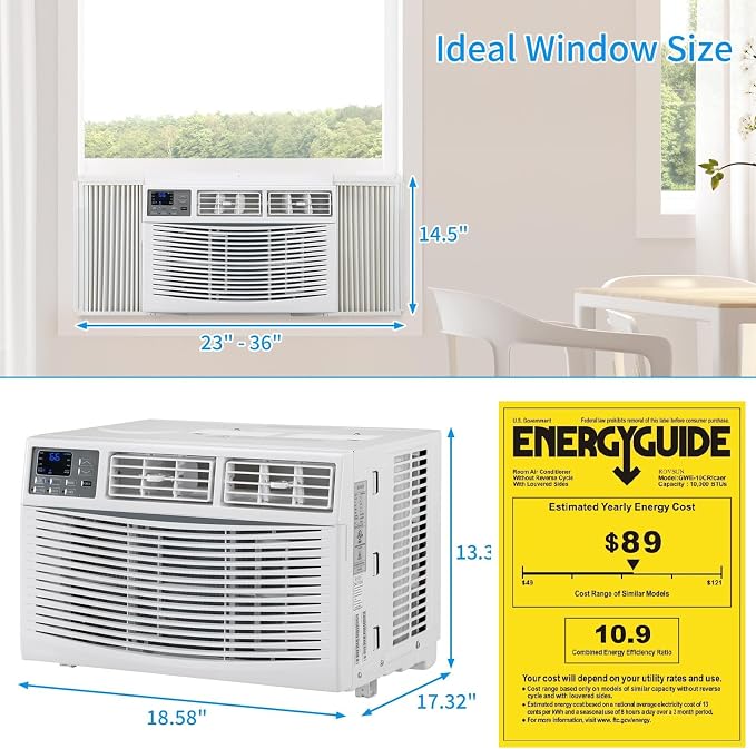 WIFI-Enabled 10000BTU Air Conditioner Window Unit, Energy Saving Room Air Conditioner, alternate product view 6